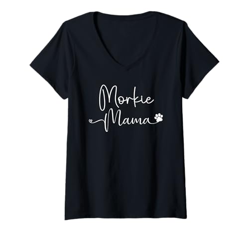 Damen Morkie Hundeliebhaber-Mama, Design: Morkie Mama T-Shirt mit V-Ausschnitt Damen Morkie Hundeliebhaber-Mama, Design: Morkie Mama T-Shirt mit V-Ausschnitt von Morkie Dog Lover Family Designs
