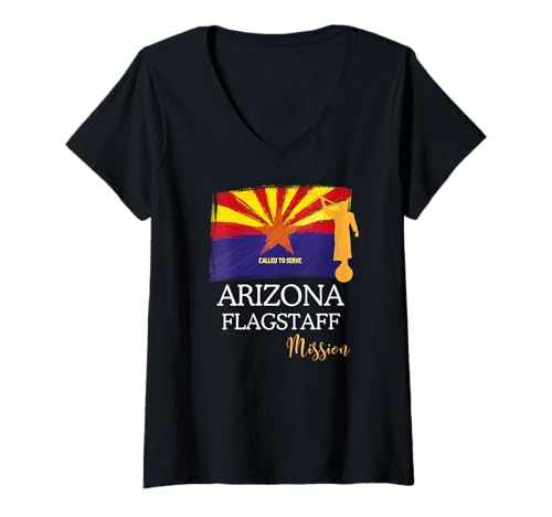 Damen Arizona Flagstaff Mormon LDS Mission Missionar T-Shirt mit V-Ausschnitt von Mormon Missionary Gifts LDS Designs