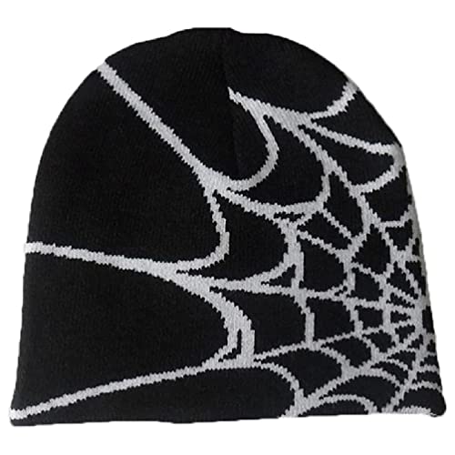 Morningmo Y2K Beanie Spider Web Hat Y2k Knit Beanie Hat Skullies Beanie Spider Web Beanie Hat Baggy Slouchy Beanie Cap Skull Cap Spider Web Beanie Y2k von Morningmo