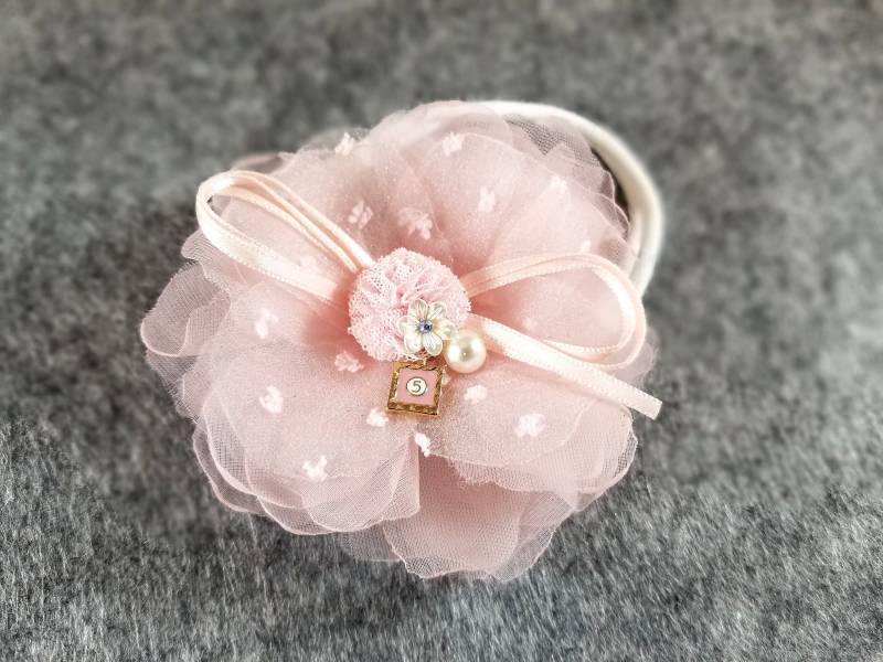 4 ", Blumen Haarspange, Organza Tüllschleife, Organzaschleife Stirnband, Rosa Organzaschleife, Strass Tüllschleife von MorningviewFiberArts