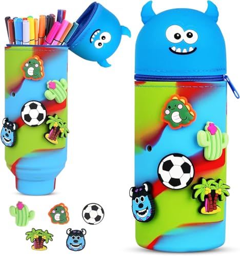 2-in-1 Silikon Federmäppchen mit Reißverschluss – Niedlicher Tischstifthalter & Federtasche für Schule, Mädchen & Jungen – Kawaii Bleistifttasche als Geschenk für Kinder(Fabeltier) von Mornly