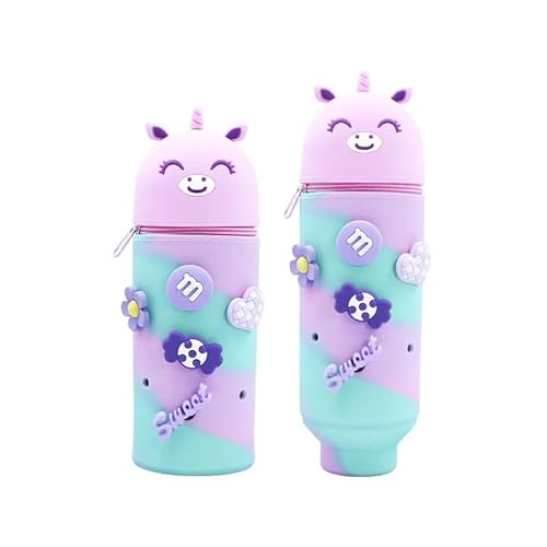 2-in-1 Stretchable Silicone Pencil Case – Cute Unicorn, Frog & Monster Designs for School, Office & Travel (Unicorn) von Mornly
