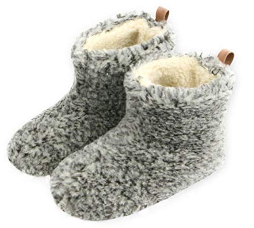 Moro-Design Hausschuhe Hüttenschuhe Lammfell Schafwolle Schaffell Wildleder Grau Gr.35-48 (47) von Moro-Design