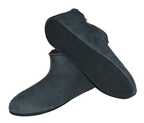 Moro-Design Lammfell Hausschuhe Leder Mokassin Lederhausschuhe Hüttenschuhe Fellschuhe Graphit (44) von Moro-Design