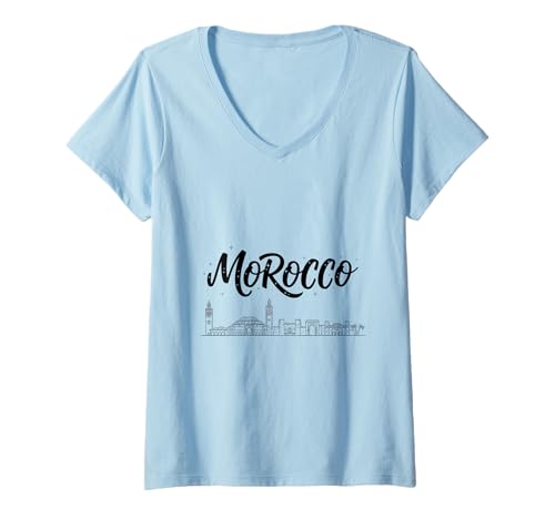 Damen Marokko Skyline Reise Urlaub Outfits T-Shirt mit V-Ausschnitt Damen Marokko Skyline Reise Urlaub Outfits T-Shirt mit V-Ausschnitt von Morocco Casual Clothes T-Shirts