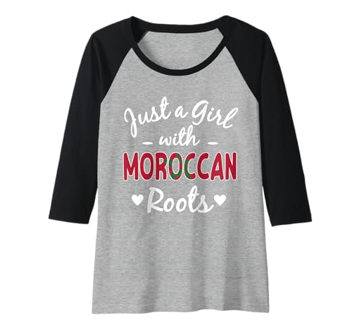 Damen Just A Girl with Moroccan Roots Pride Marokko Woman Raglan von Morocco Flag Designs Proud Moroccan Roots