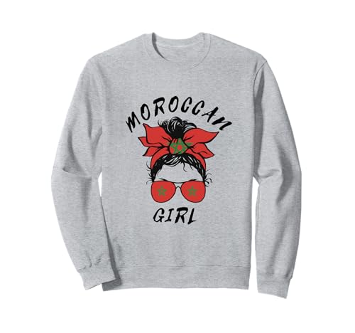 Marokkanisches Mädchen Messy Bun Marokko Flagge Nordafrika Wurzeln Sweatshirt Marokkanisches Mädchen Messy Bun Marokko Flagge Nordafrika Wurzeln Sweatshirt von Morocco Flag Pride Moroccan Roots North Africa
