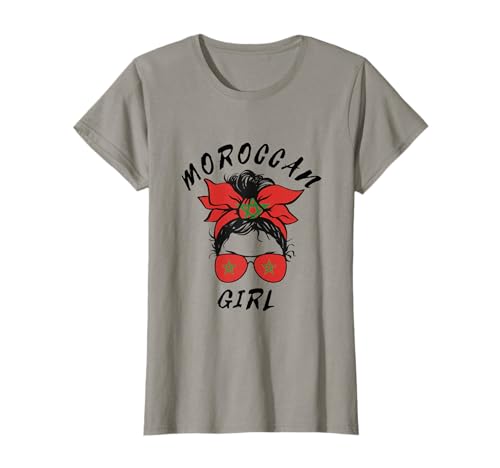 Marokkanisches Mädchen Messy Bun Marokko Flagge Nordafrika Wurzeln T-Shirt Marokkanisches Mädchen Messy Bun Marokko Flagge Nordafrika Wurzeln T-Shirt von Morocco Flag Pride Moroccan Roots North Africa