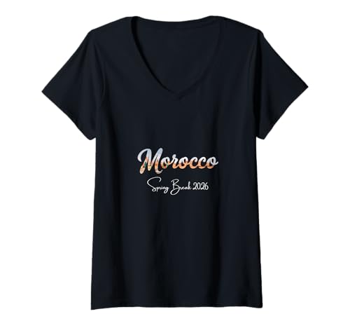 Damen Marokko Spring Break 2026 Urlaubsreisen T-Shirt mit V-Ausschnitt Damen Marokko Spring Break 2026 Urlaubsreisen T-Shirt mit V-Ausschnitt von Morocco Spring Break Clothes T-Shirts