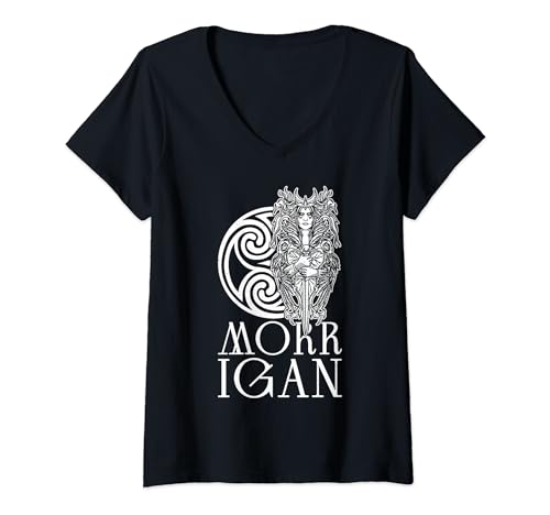 Damen Morrigan heidnisch Halloween Okkultismus Nordisch Irland T-Shirt mit V-Ausschnitt von Morrigan witch ancient gothic Irish Paganism