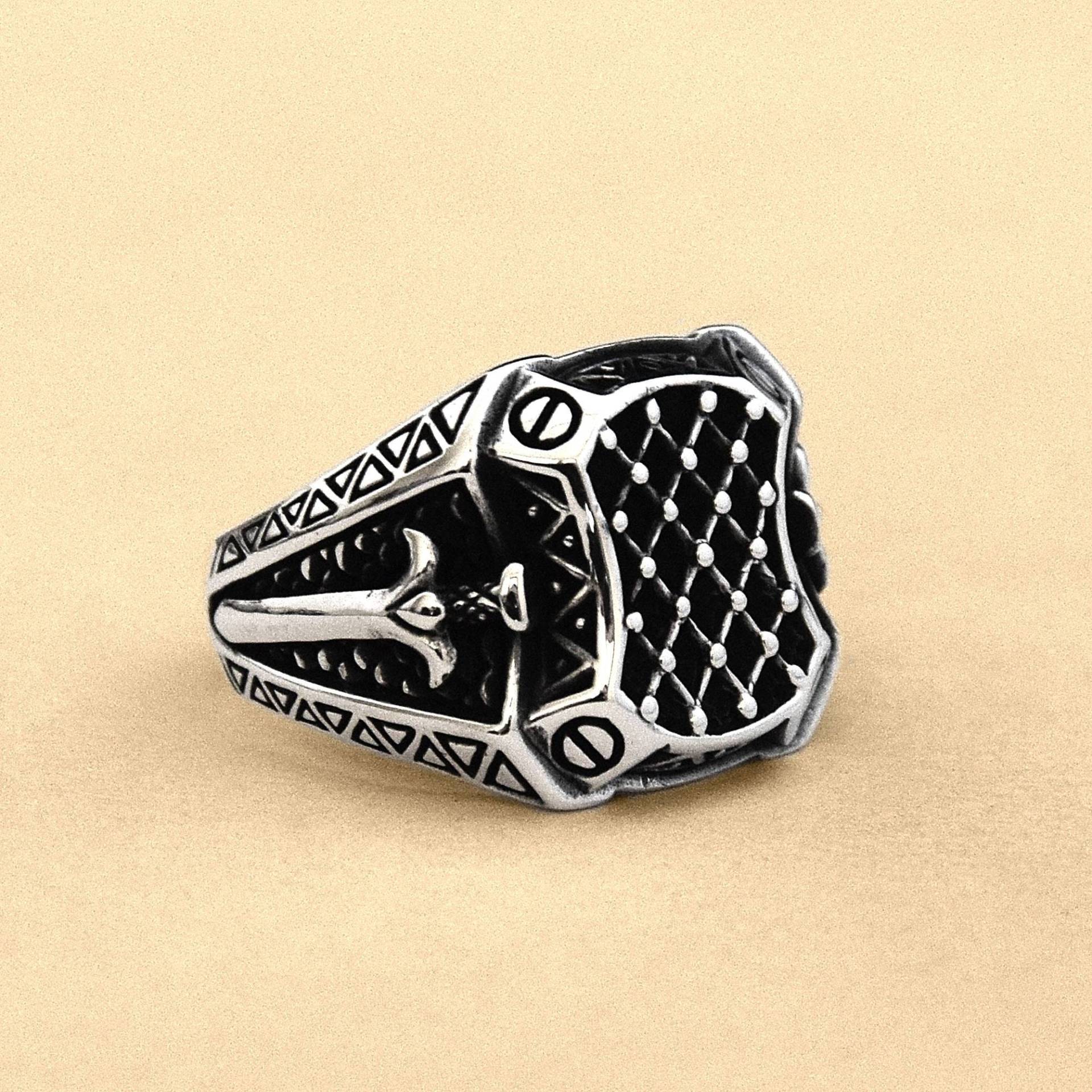 Chevalier 925 Sterling Silber Handarbeit Herren Ring, Ringe Für Männer, Handgemachter Herren, Orientalist von Morrinel