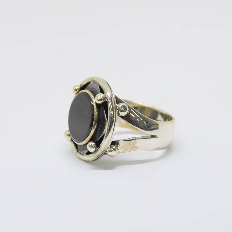 Handgemachte 925 Sterling Silber Ring Mit Schwarzen Stein von Morrinel