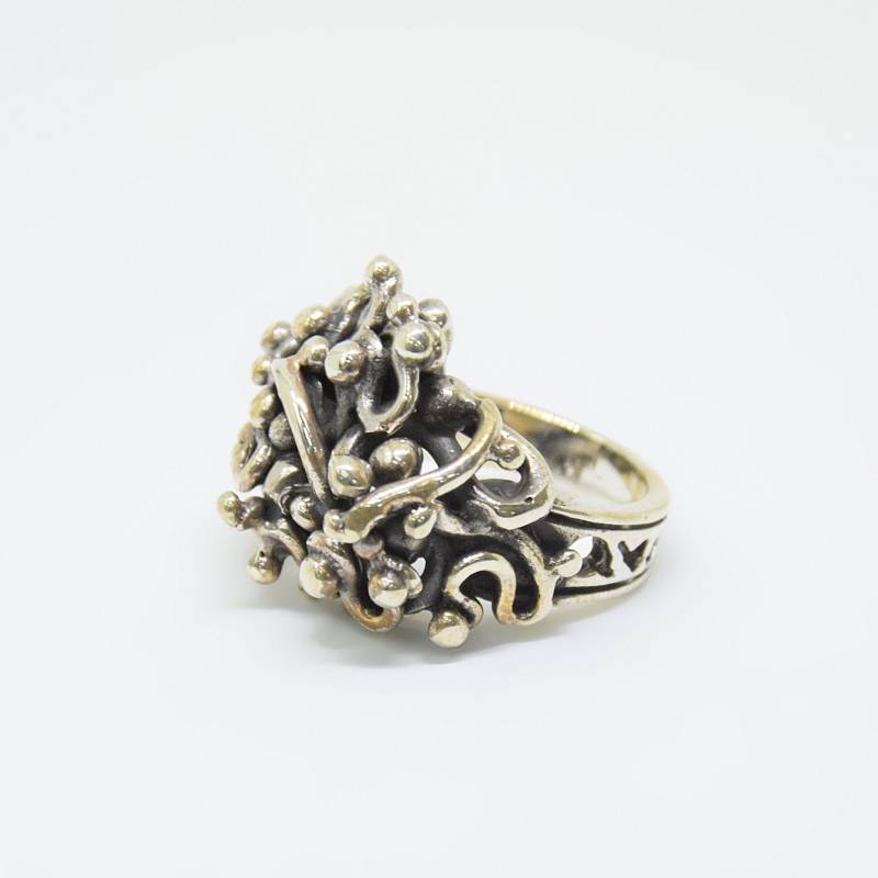 Handgemachte Sterling Silber Blumen Ring - Orientalist Design von Morrinel
