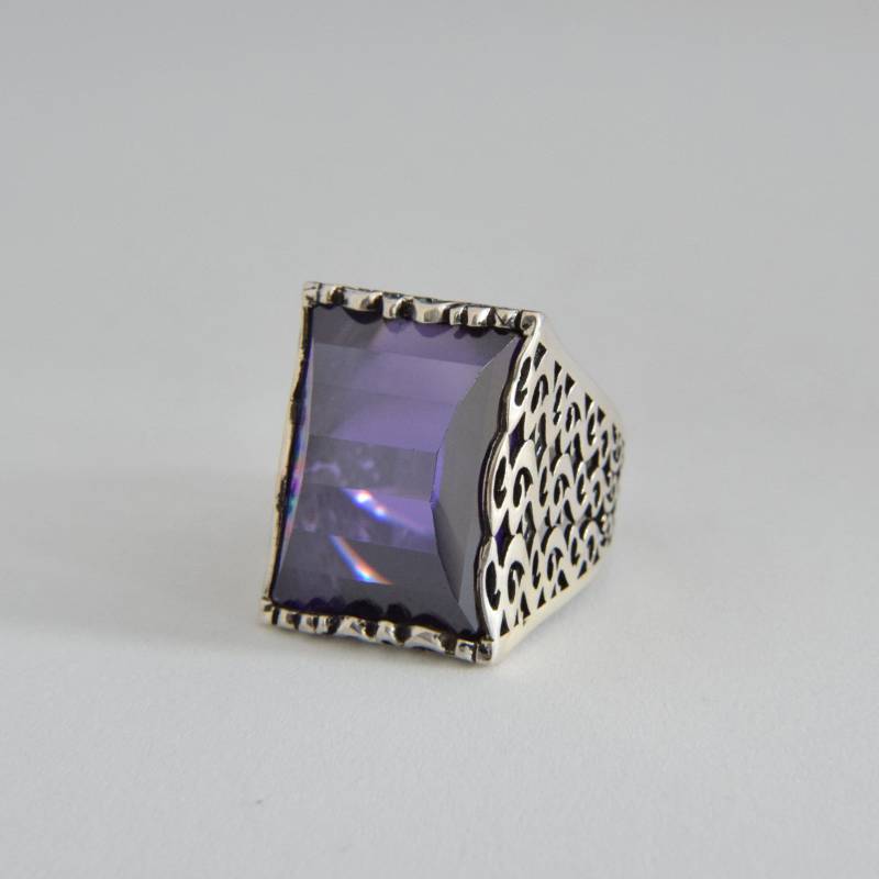 Handgemachte Sterling Silber Herrenring Orientalist Design von Morrinel