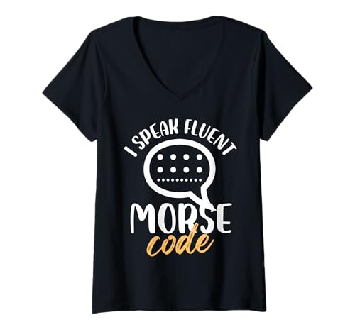 Damen Fließendes Morsecode-Design T-Shirt mit V-Ausschnitt Damen Fließendes Morsecode-Design T-Shirt mit V-Ausschnitt von Morse Code Enthusiast