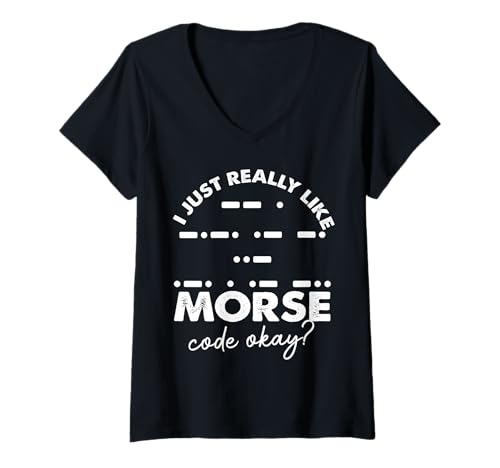 Damen Lustiges Morsecode-Design T-Shirt mit V-Ausschnitt Damen Lustiges Morsecode-Design T-Shirt mit V-Ausschnitt von Morse Code Enthusiast