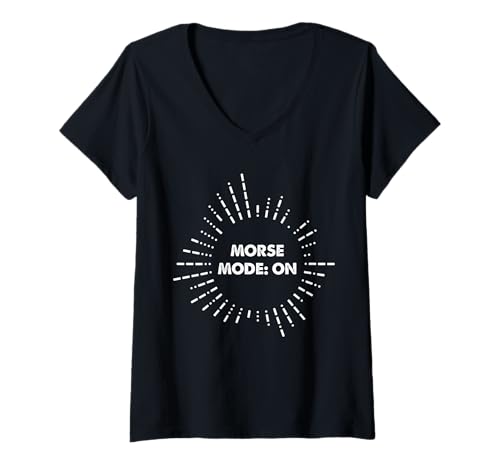 Damen Morse-Modus: On Design T-Shirt mit V-Ausschnitt von Morse Style Creations