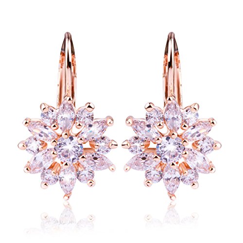 Weihnachten Geschenke Damen Mädchen Ohrringe Rose Vergoldet Mit Zirkonia Blumen Creole Ohrschmuck von Morsun