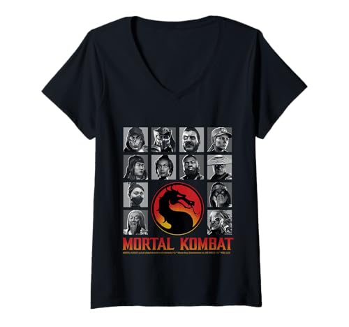 Damen Ikonische Charaktere von Mortal Kombat Merch T-Shirt mit V-Ausschnitt Damen Ikonische Charaktere von Mortal Kombat Merch T-Shirt mit V-Ausschnitt von Mortal Combat
