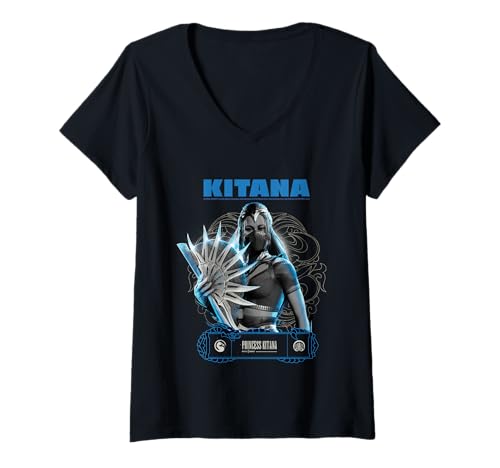 Damen Kitana Mortal Combat Fanartikel Prinzessin Kitana T-Shirt mit V-Ausschnitt Damen Kitana Mortal Combat Fanartikel Prinzessin Kitana T-Shirt mit V-Ausschnitt von Mortal Combat