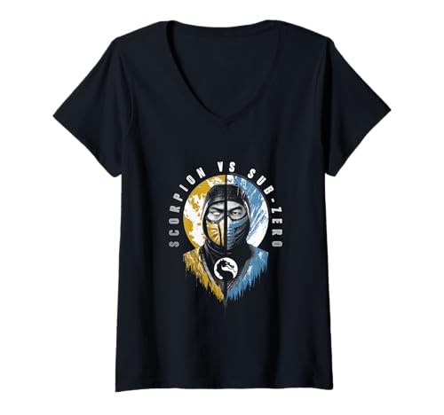 Damen Mortal Combat Fanartikel Scorpion gegen Sub-Zero T-Shirt mit V-Ausschnitt Damen Mortal Combat Fanartikel Scorpion gegen Sub-Zero T-Shirt mit V-Ausschnitt von Mortal Combat
