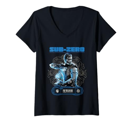 Damen Mortal Combat Fanartikel Sub-Zero für den Lin Kuei T-Shirt mit V-Ausschnitt von Mortal Combat