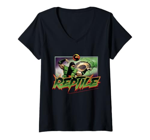 Damen Reptile Mortal Combat Fanartikel im ikonischen Design T-Shirt mit V-Ausschnitt Damen Reptile Mortal Combat Fanartikel im ikonischen Design T-Shirt mit V-Ausschnitt von Mortal Combat
