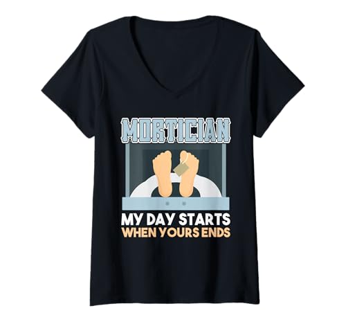 Damen Bestatter: Mein Tag Beginnt Wenn Deiner Endet T-Shirt mit V-Ausschnitt Damen Bestatter: Mein Tag Beginnt Wenn Deiner Endet T-Shirt mit V-Ausschnitt von Mortician Funeral Director Embalmer Gifts Apparel