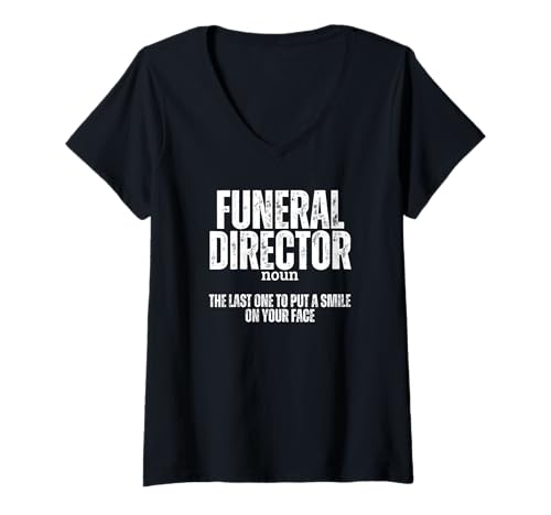 Damen Bestattungsdirektor Definition Lustiger Lasthelfer Mortician T-Shirt mit V-Ausschnitt Damen Bestattungsdirektor Definition Lustiger Lasthelfer Mortician T-Shirt mit V-Ausschnitt von Mortuary Science And Last Responder Gifts