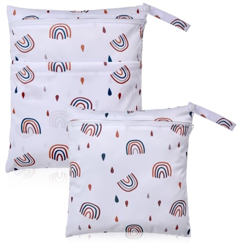 Morwealth 2 Stück Wetbag Kindergarten Groß, Wickeltasche wasserdichte Windeltasche Nasstasche für Kleinkind Windeln Reisen Gym Strand Pool (Weiß) von Morwealth