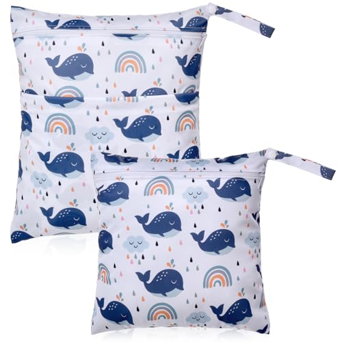 Morwealth 2 Stück Wetbag Kindergarten Groß, Wickeltasche wasserdichte Windeltasche Nasstasche für Kleinkind Windeln Reisen Gym Strand Pool von Morwealth