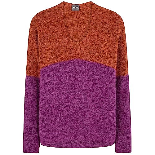 Mos Mosh Damen Pullover MM Thora V-Neck Block Knit Vivid Viola orange lila - S von Mos Mosh