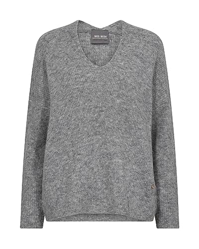 Mos Mosh MMThora V-Neck Knit 919 Grey Melange - M von Mos Mosh