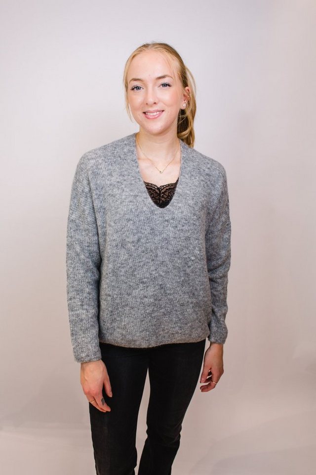 Mos Mosh Wollpullover Pullover mit V-Ausschnitt in grau von Mos Mosh