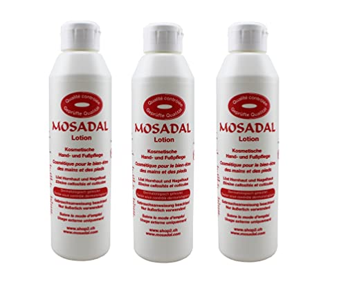 Mosadal Lotion 3x 250 ml - PEG und Parfümfrei, Löst Hornhaut und Nagelhaut, Kosmetische Hand- und Fußpflege von Mosadal