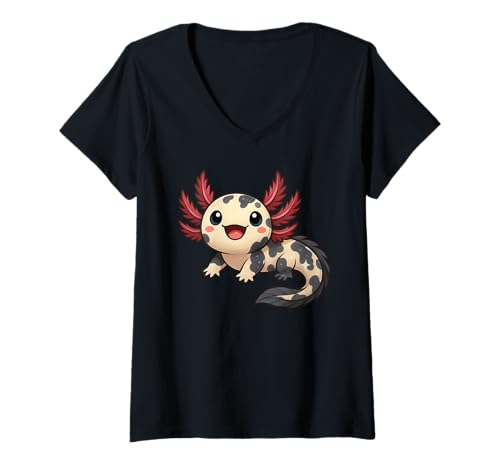 Damen Mosaic Axolotl Cute Axolotls Lover T-Shirt mit V-Ausschnitt Damen Mosaic Axolotl Cute Axolotls Lover T-Shirt mit V-Ausschnitt von Mosaic Axolotl Cute Axolotls Lover Apparel