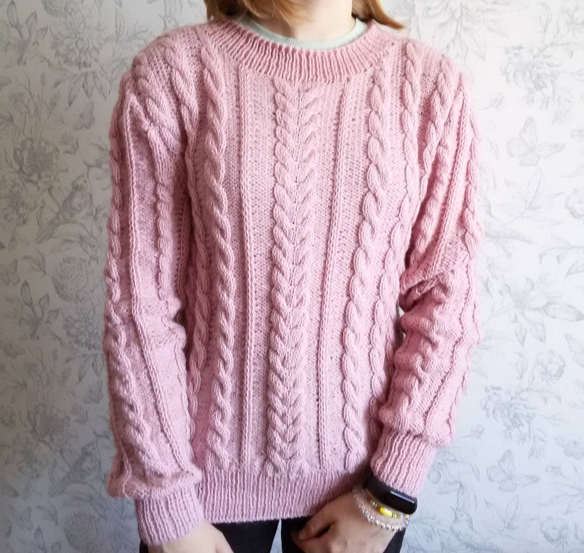 Frau Kleidung Rosa Zopfmuster Pullover Klobige Weiche Warme Perfekte Winter Geschenk Für Mode Hand Stricken Valentinstag von MosaicArtJewelery