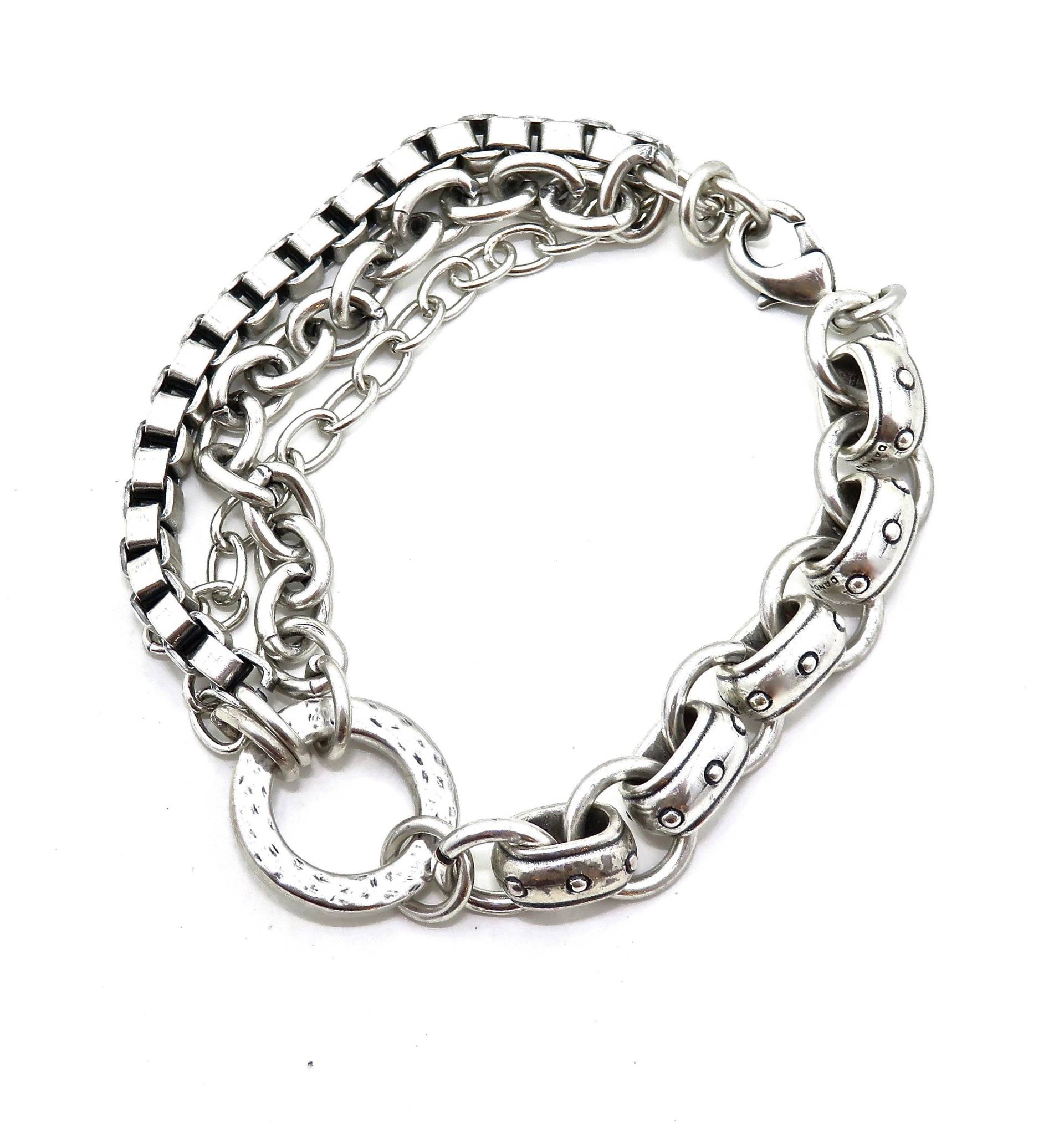 Gehämmertes Klobiges Silber Armband | Multi Chain Chunky Glieder Silberarmband von MosaicSunStudio