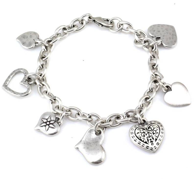 Herz Charm Armband Versilbert | Multi Chunky Silber Herzen Antik Rustikales Herz Charm Armband Versilbert | Multi Chunky Silber Herzen Antik Rustikales von MosaicSunStudio