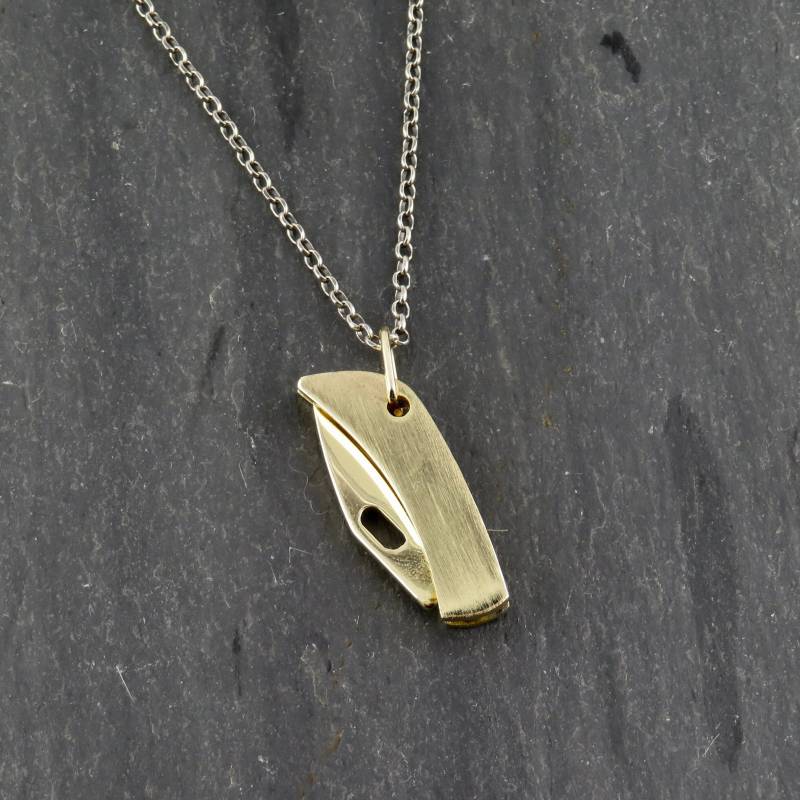 Kleine Messer Halskette | Mini Anhänger Goldene Kleiner Taschenmesser Messing Schmuck Messingmesser von MosaicSunStudio