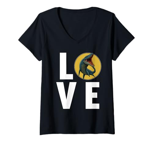 Damen Mosasaurier Mosasaurus T-Shirt mit V-Ausschnitt Damen Mosasaurier Mosasaurus T-Shirt mit V-Ausschnitt von Mosasaurier Mosasaurus Tier Shop