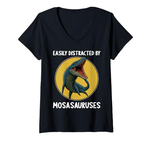 Damen Mosasaurier Mosasaurus T-Shirt mit V-Ausschnitt Damen Mosasaurier Mosasaurus T-Shirt mit V-Ausschnitt von Mosasaurier Mosasaurus Tier Shop