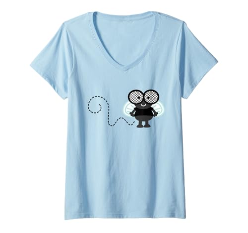 Damen Kawaii Fliege T-Shirt mit V-Ausschnitt Damen Kawaii Fliege T-Shirt mit V-Ausschnitt von Mosca Kawaii Sonia Pascual Illustrations