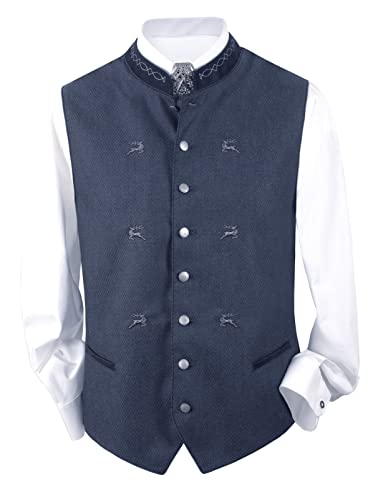 Moschen-Bayern Herren Weste Trachtenweste Hochzeitsweste Trachten Gilet Oktoberfest Herrenweste Blau 52 von Moschen-Bayern