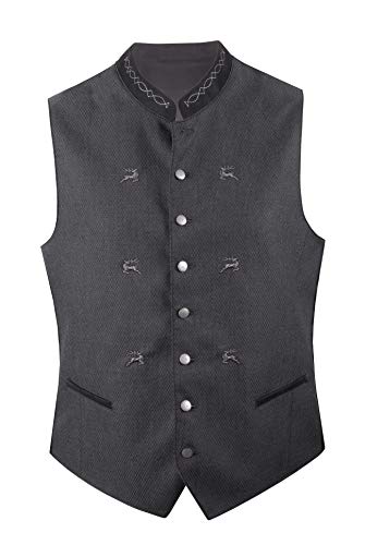 Moschen-Bayern Herren Weste Trachtenweste Hochzeitsweste Trachten Gilet Oktoberfest Herrenweste Grau Schwarz 52 von Moschen-Bayern