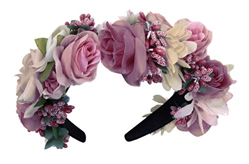 Moschen-Bayern Trachten Blumenkranz Haarreif Blumen Haare Haarband Haarschmuck Hochzeit Oktoberfest Rosa von Moschen-Bayern