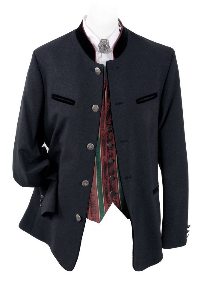 Moschen-Bayern Trachtenblazer Trachtenblazer Herren Trachtenjacke Trachtenjanker Blazer Schwarz Grau Stehkragen von Moschen-Bayern