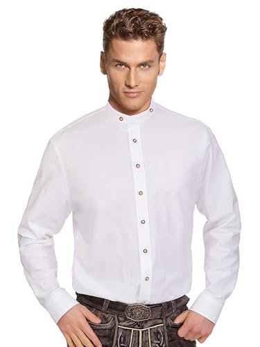 Moschen Bayern Trachtenhemd Slim FIT Herren Hemd Langarm Kurzarm Wiesn Hemd Trachten Stehkragen Oktoberfest Weiß von Moschen Bayern