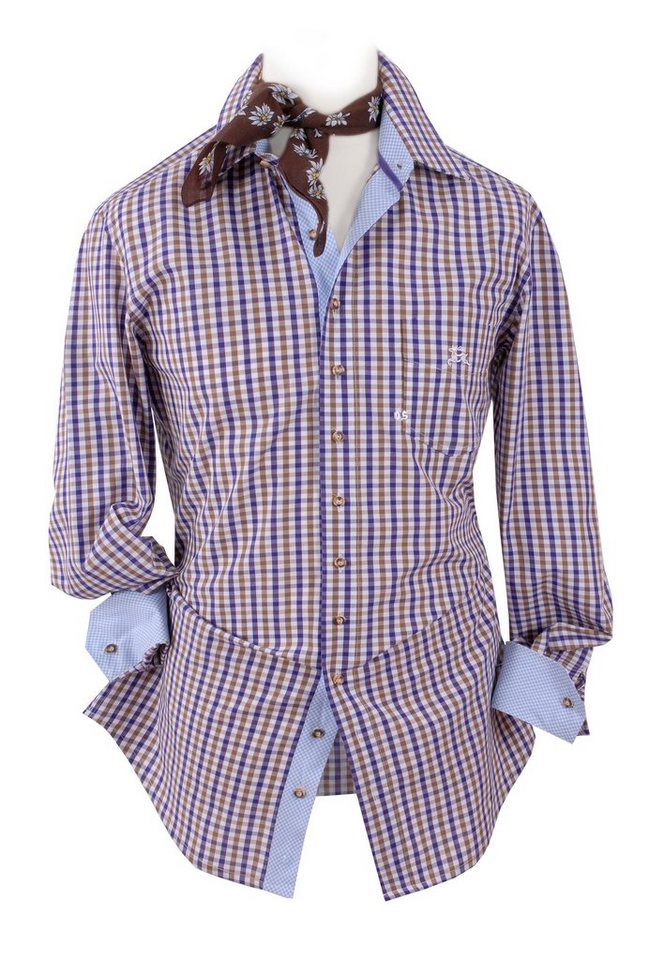 Moschen-Bayern Trachtenhemd Trachtenhemd SLIM FIT Herren kariert Karo Wiesnhemd Hirsch Langarm von Moschen-Bayern