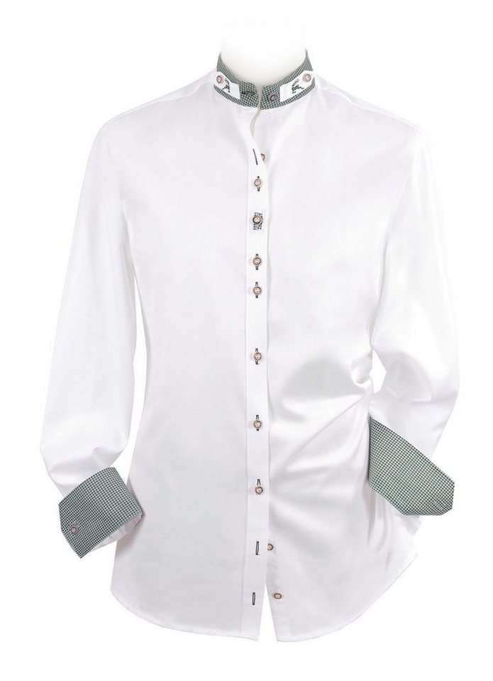 Moschen-Bayern Trachtenhemd Trachtenhemd SLIM FIT Herren Stehkragen Wiesnhemd Hirsch Langarm Weiß von Moschen-Bayern
